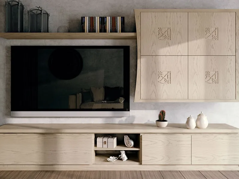 Parete Attrezzata Archimede Orchidea C5087 in frassino di Betamobili