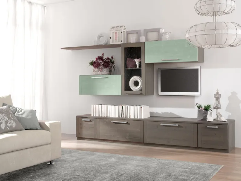 Parete Attrezzata Caldo Legno 050 di Linea3