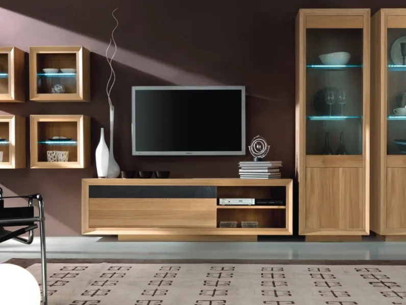 Parete Attrezzata Charming Oak Omega 02 in Rovere massello di Domus Arte