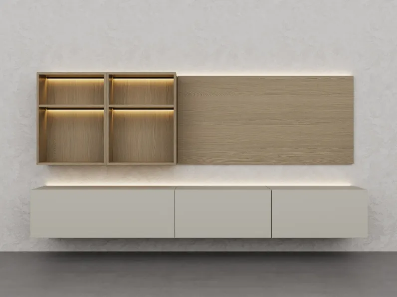 Parete Attrezzata Climb Laccato Creta di Fratelli Elli