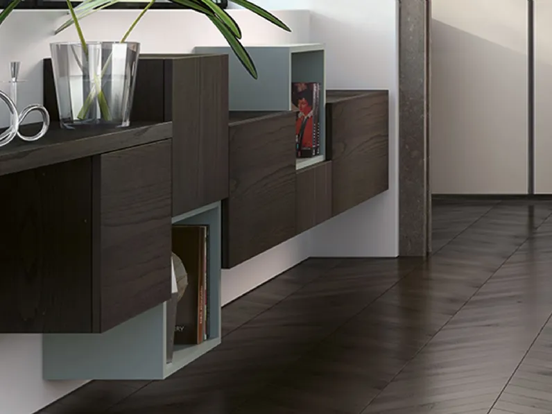 Parete Attrezzata modulare Climb in essenza legno President di Fratelli Elli