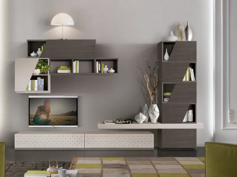 Parete Attrezzata Composizione TR1837 in Noce Tanganika di Imba Srl