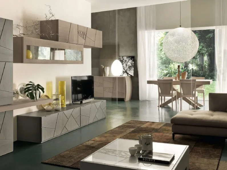 Parete Attrezzata moderna in frassino con decori Decor Comp 112 di Modo 10