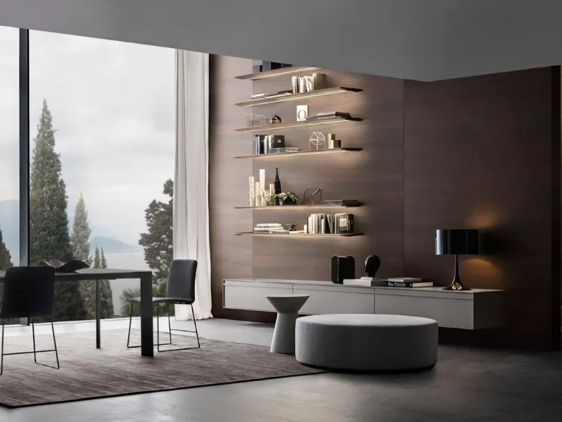 Parete Attrezzata Frame Composizione 08 in laccato opaco di Giellesse