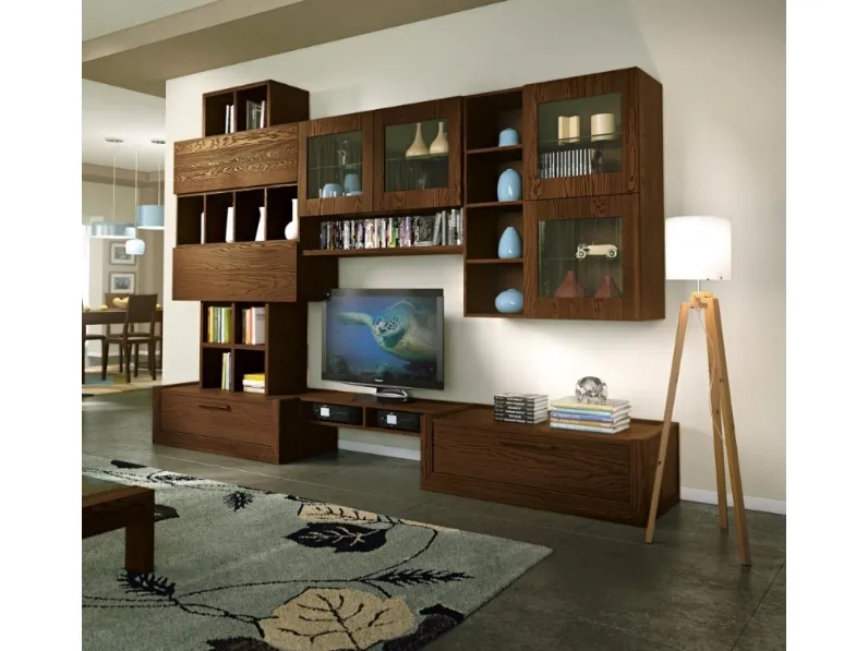 Parete Attrezzata Giselle art 4222 in Noce Tabacco di Padovani Mobili