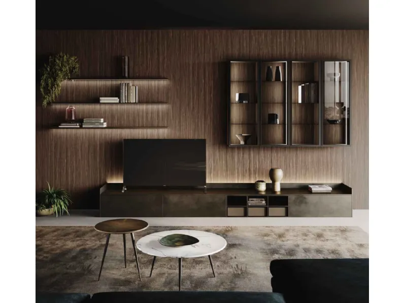 Parete Attrezzata House of Piano in laccato metallico di Guzzini & Fontana