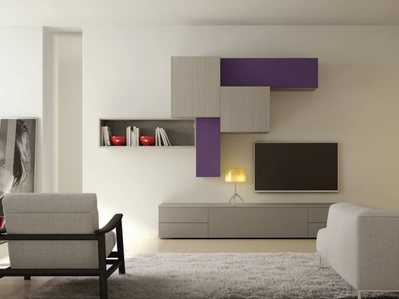 Parete Attrezzata in melaminico Insieme Composizione 11 di Zanotti Mobili