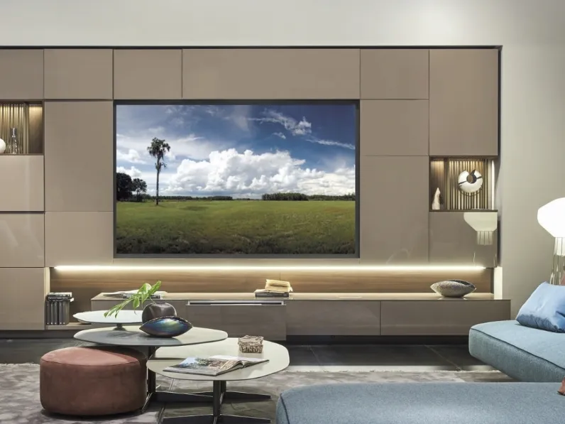 Parete Attrezzata Living Cinema 01 in laccato lucido di Turati T4