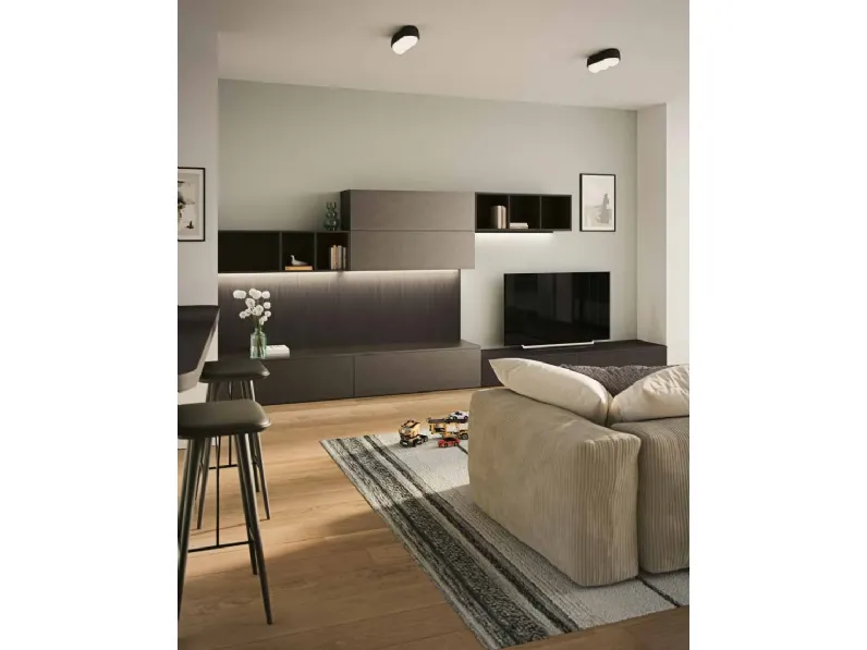 Parete Attrezzata Living MK12-02 in laccato e legno di Gentili Cucine