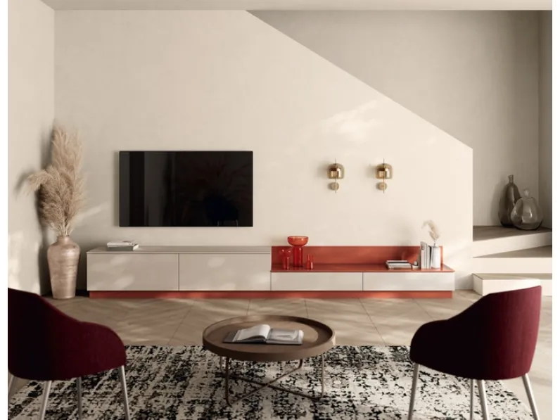 Parete Attrezzata Living Moda 02 in decorativo Canapa di Scavolini