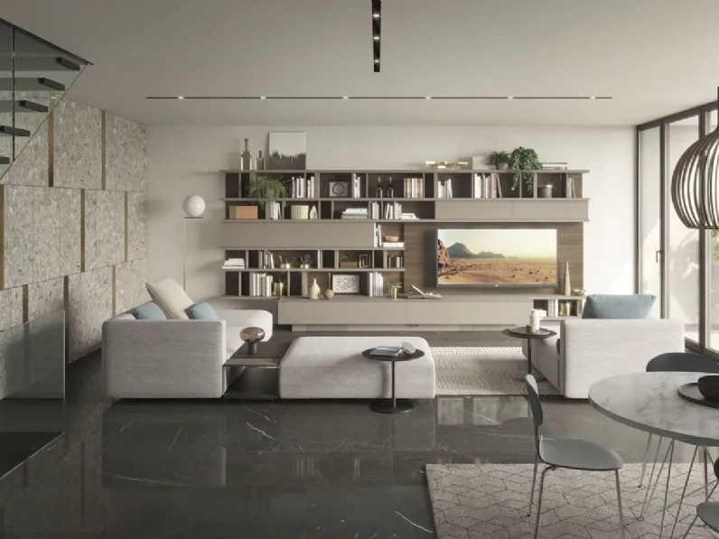 Parete Attrezzata sospesa in laccato opaco Living TV 15 di Turati T4