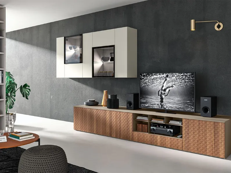 Parete Attrezzata in noce e laccato LK06 di Cinquepuntozero