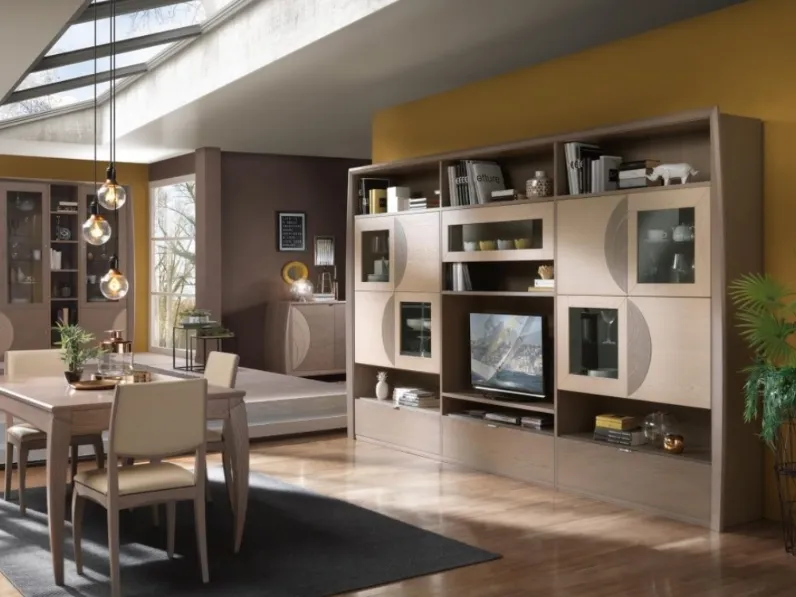 Parete Attrezzata Luna art 5030 finitura Sabbia e Fango di Padovani Mobili