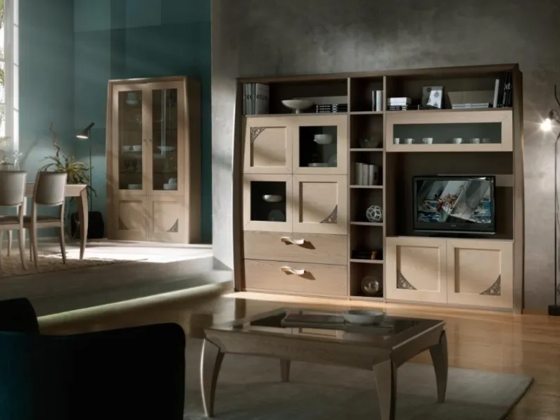 Parete Attrezzata Luna art 5031 finitura Sabbia e Fango di Padovani Mobili