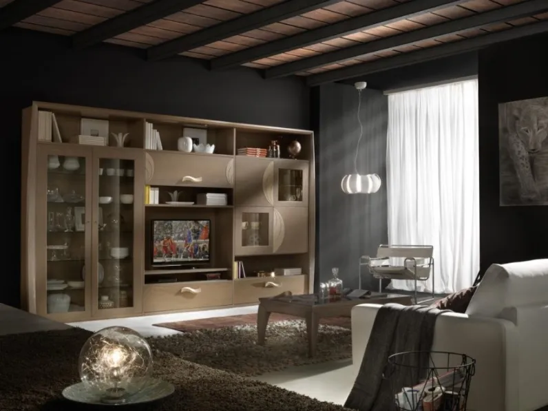 Parete Attrezzata Luna art 5039 finitura Fango e Sabbia di Padovani Mobili