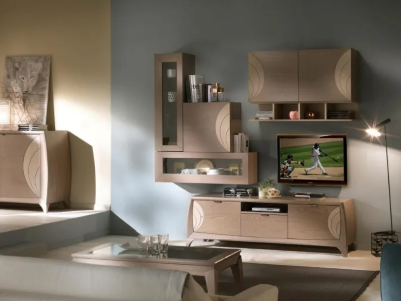 Parete Attrezzata Luna art 5045 finitura Fango e Sabbia di Padovani Mobili