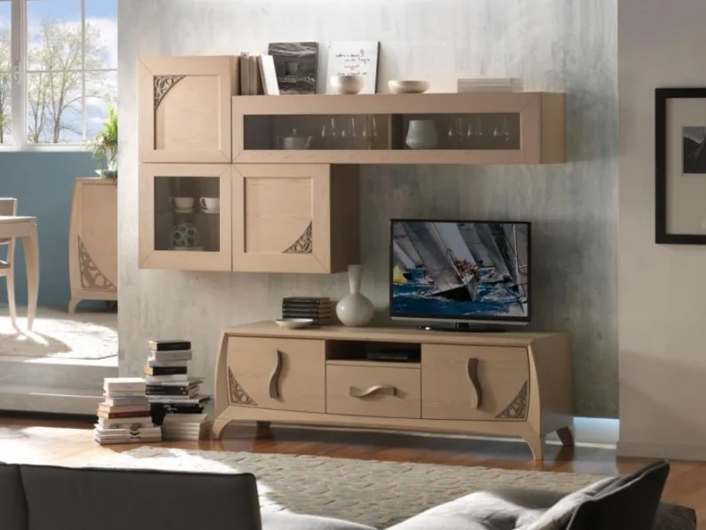 Parete Attrezzata Luna art 5057 finitura Sabbia e Fango di Padovani Mobili