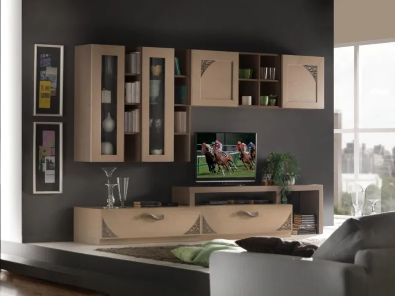 Parete Attrezzata Luna art 5067 finitura Sabbia e Fango di Padovani Mobili