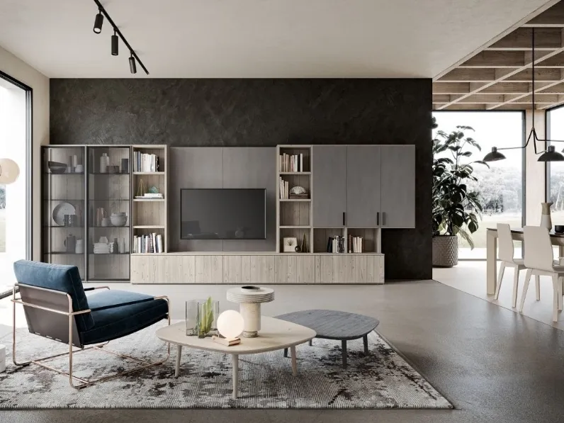 Parete Attrezzata in legno M03 Maestrale di Scandola