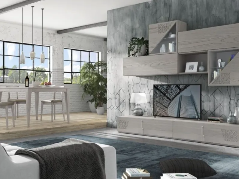 Parete Attrezzata Manhattan art 6020 finitura Argilla Clay Finish di Padovani Mobili