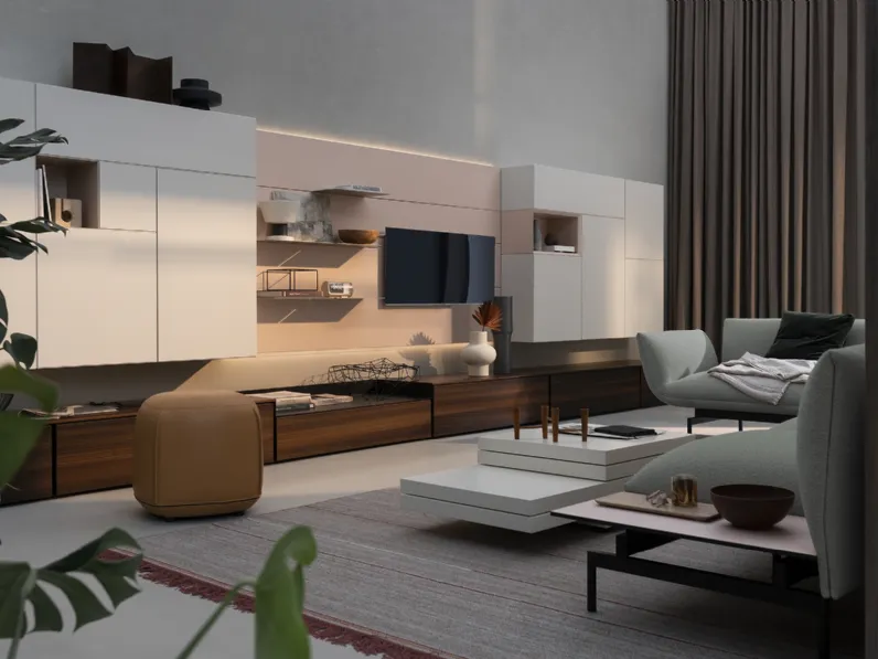 Parete Attrezzata Avenue 01 in legno e laccato opaco di Md House