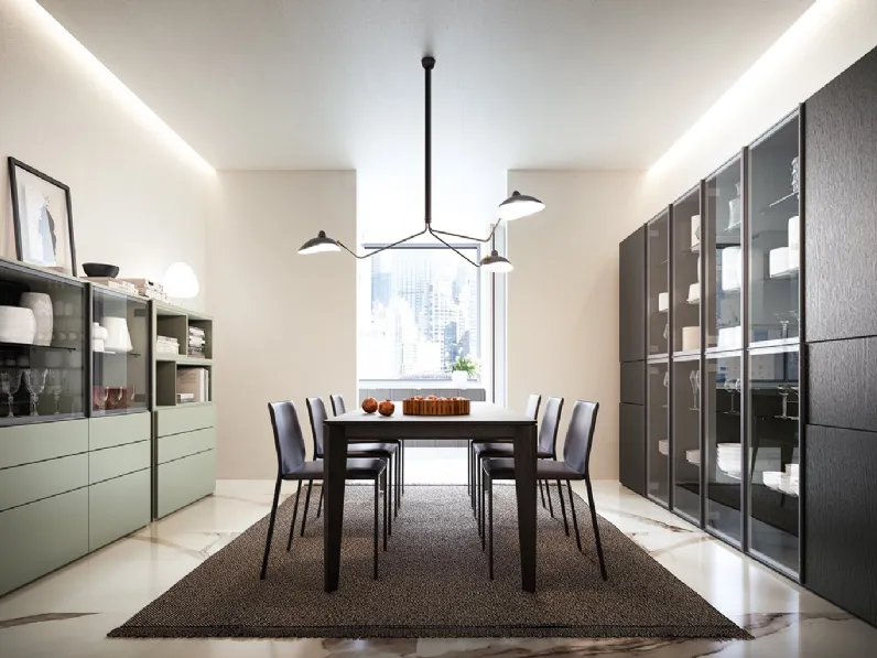 Parete Attrezzata My Space 01 in melaminico e vetro di Alf Da Frè