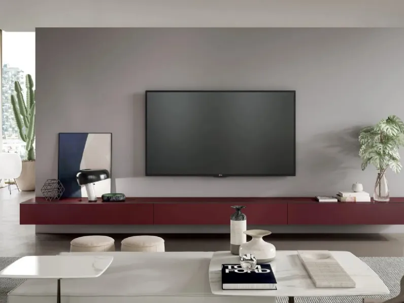 Parete Attrezzata sospesa Line Up 04 in laccato opaco di Dielle Modus