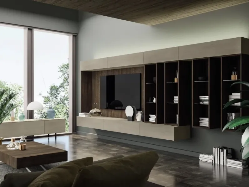 Parete attrezzata in legno di rovere Cheba 05 Fratelli Mirandola