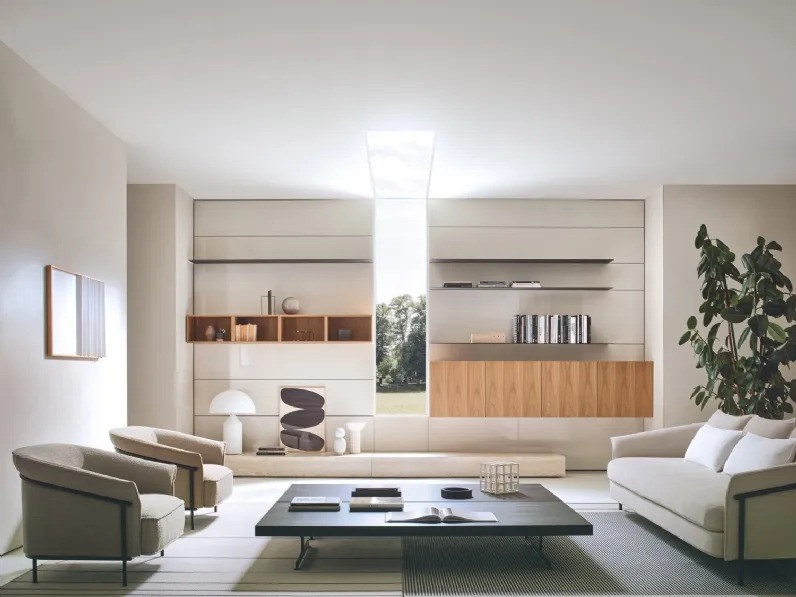 Parete Attrezzata Modern Living 13 in laccato lucido e legno di Porro