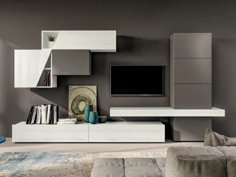 Parete Attrezzata moderna con anta obliqua PTG304 di SantaLucia