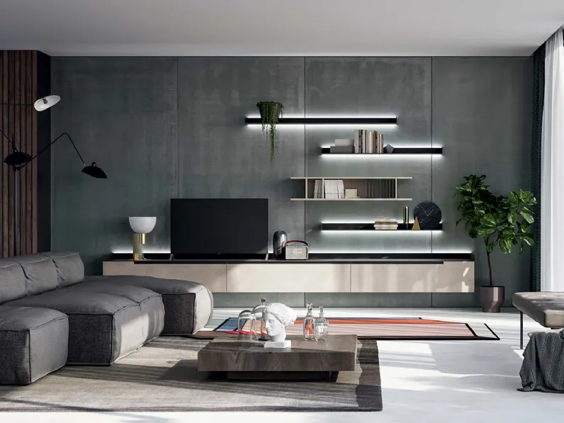 Parete attrezzata Slim Up Comp 03 Resina Tortora di Dall'Agnese