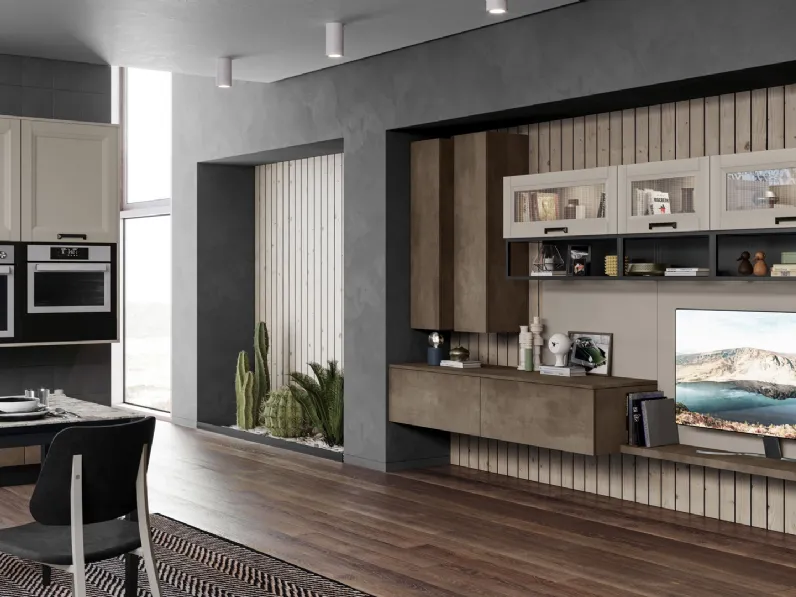 Parete Attrezzata sospesa Smart 04 con pensili a ribalta di Creo