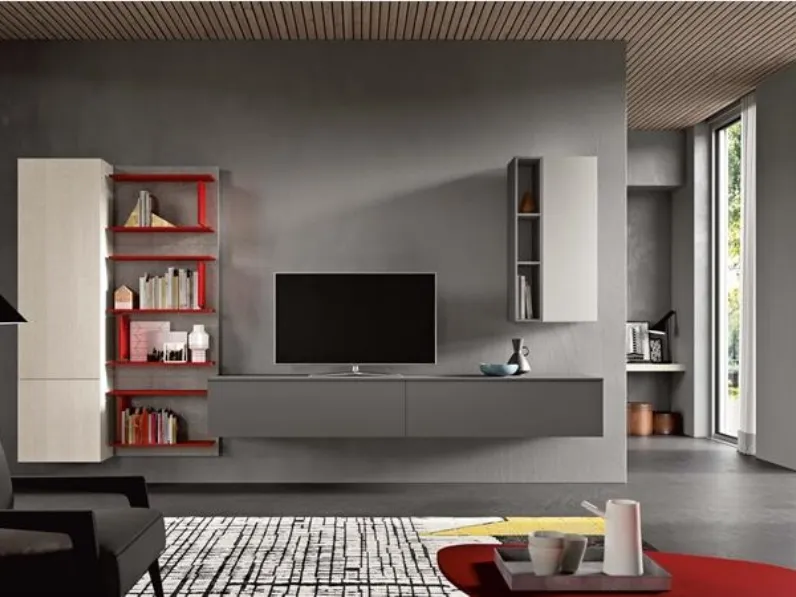 Parete Attrezzata sospesa in laccato opaco Start 09 di Villanova