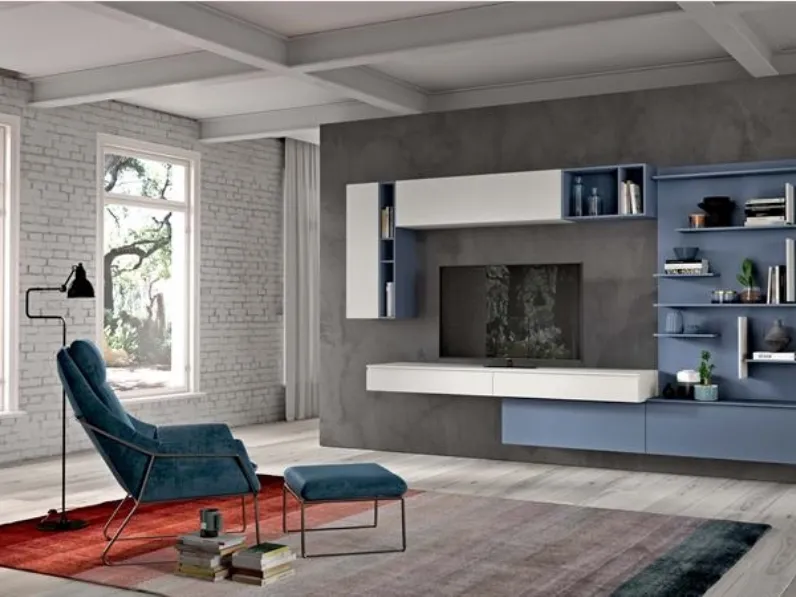 Parete Attrezzata sospesa in laccato opaco Start 08 di Villanova