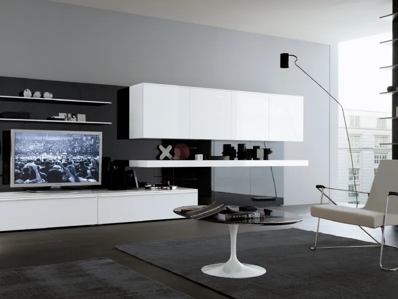 Parete Attrezzata Tao 25 in laccato Bianco di Misuraemme