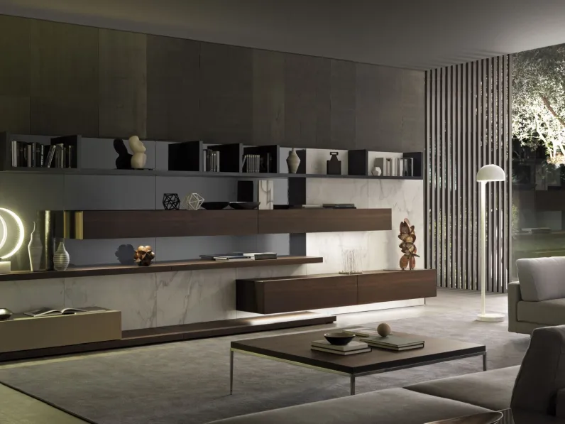 Parete Attrezzata Tao 11 in legno e laccato opaco di Misuraemme