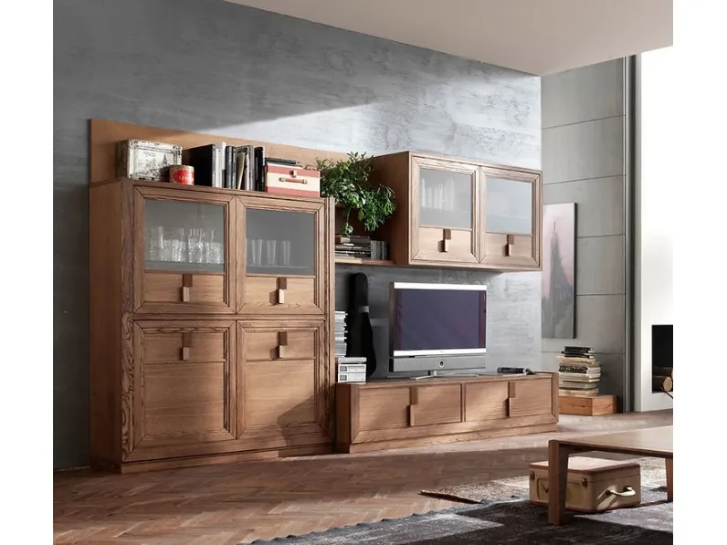 Parete Attrezzata Tea N finitura Tabacco di Fasolin