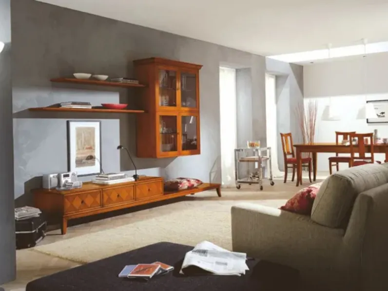 Parete Attrezzata Teorema 07 in legno massello di Bamart