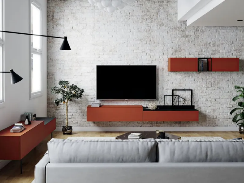 Parete Attrezzata Titolo 102 in laccato opaco di Artigianmobili