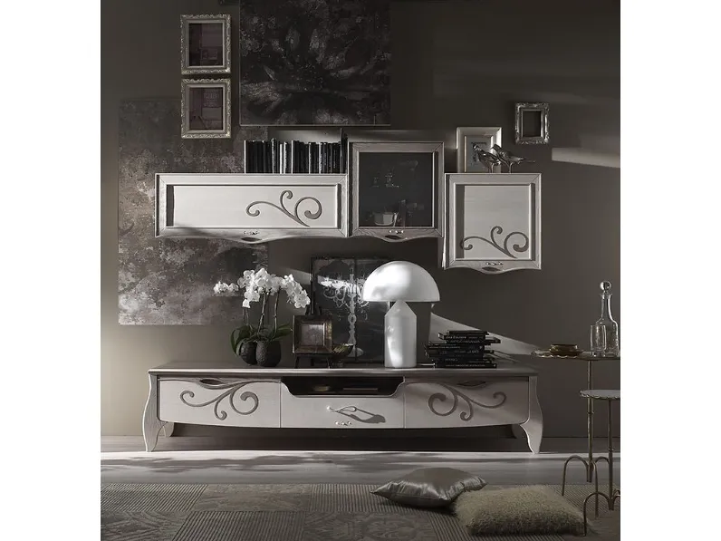 Parete Attrezzata Trésor TS2 finitura Cipria e Denver di Fasolin