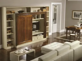 Parete Attrezzata Tuscania 03: design funzionale e raffinatezza artigianale per il tuo living.