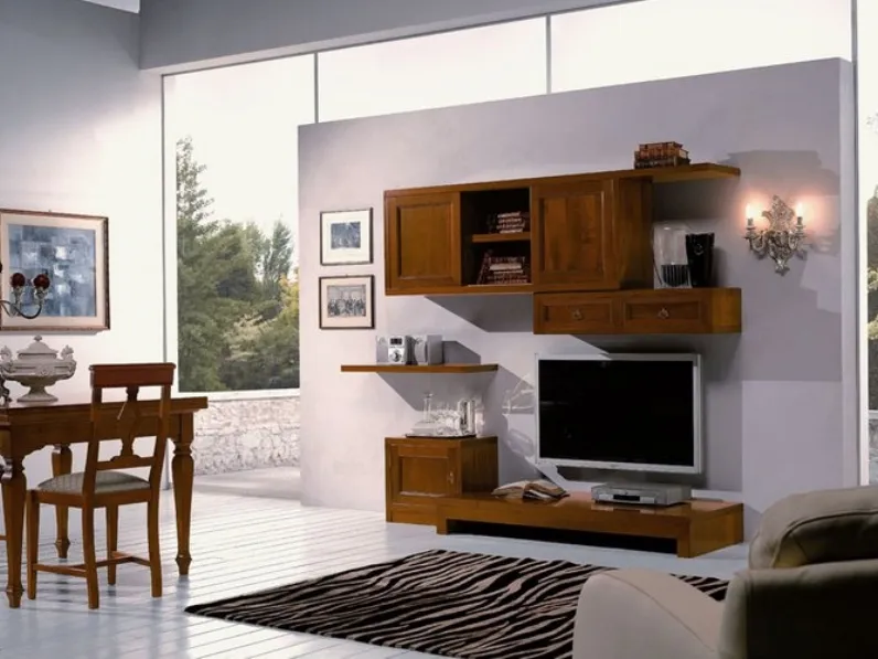 Parete attrezzata Tuscania 05 in legno massello di Bamart