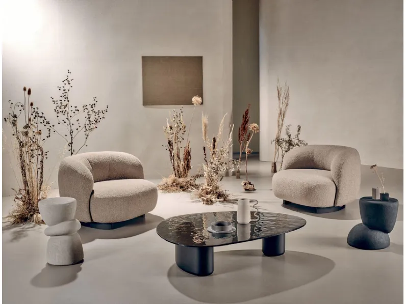 Poltroncina in tessuto Pebble Lounge di Nature Design