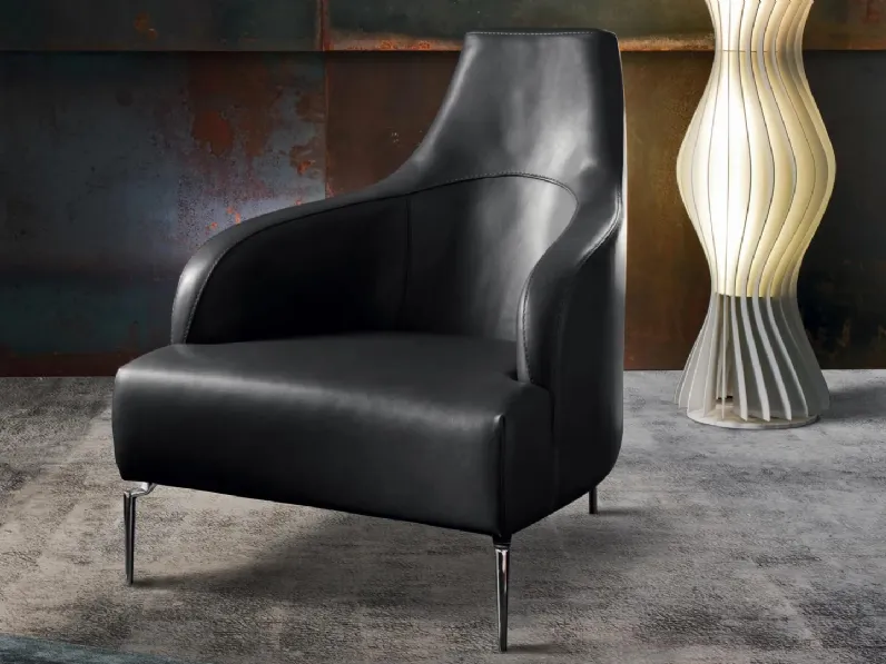 Poltrona con schienale alto di design in pelle Sofia di Gurian