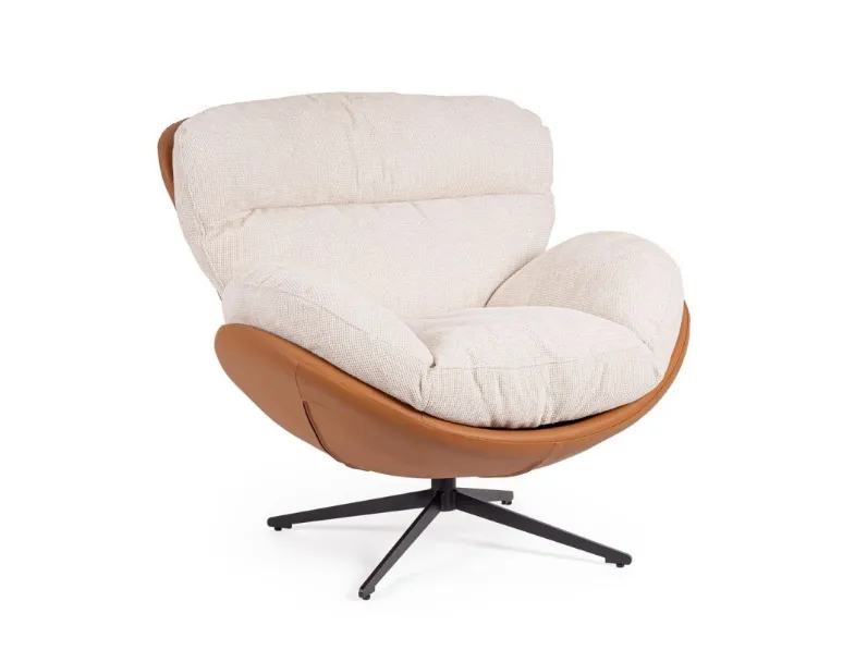 Poltrona in cuoio e tessuto Adinda di Bizzotto