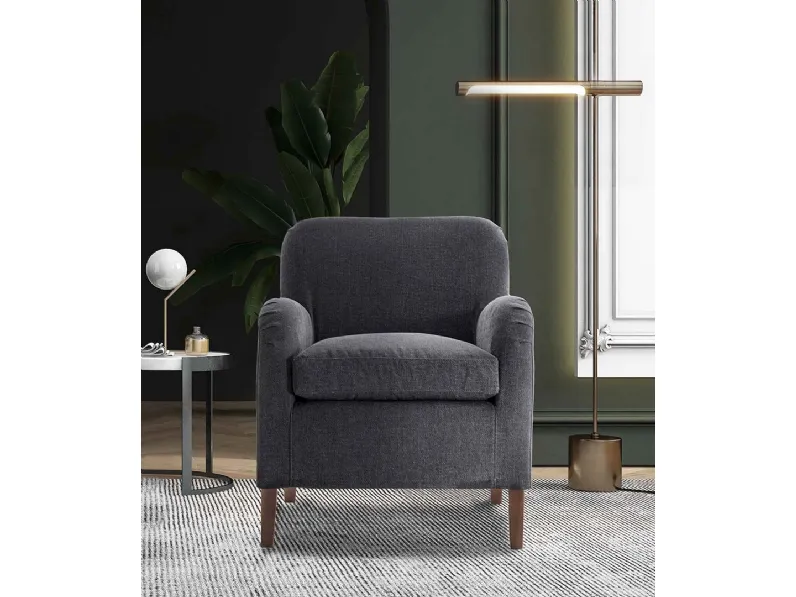 Poltroncina in tessuto con piedi in legno Apollo di Flexstyle