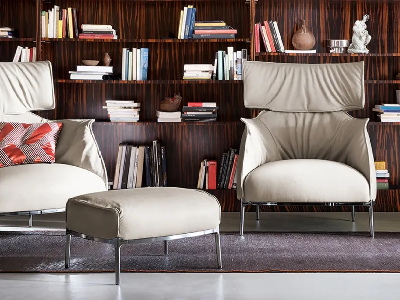 Poltrona in pelle dal design morbido e avvolgente Archibald King di Poltrona Frau