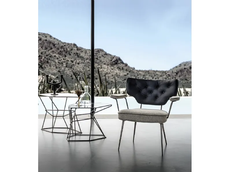 Poltroncina in pelle e tessuto Twiggy di Arketipo