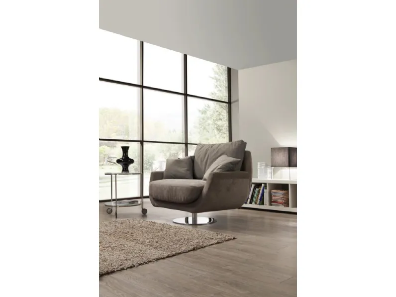 Poltrona Aster Swivel in tessuto imbottito di Sofangel