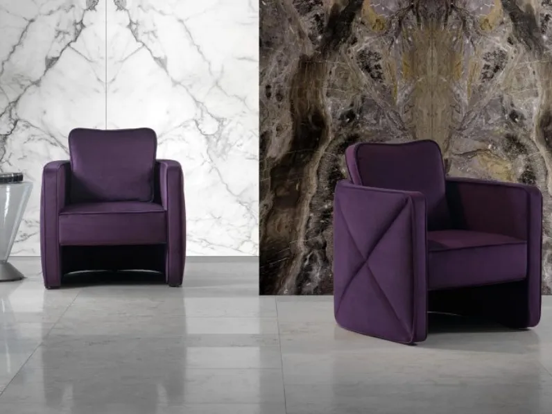 Poltrona in tessuto con bombatura a diamante sui fianchi Aura di Reflex